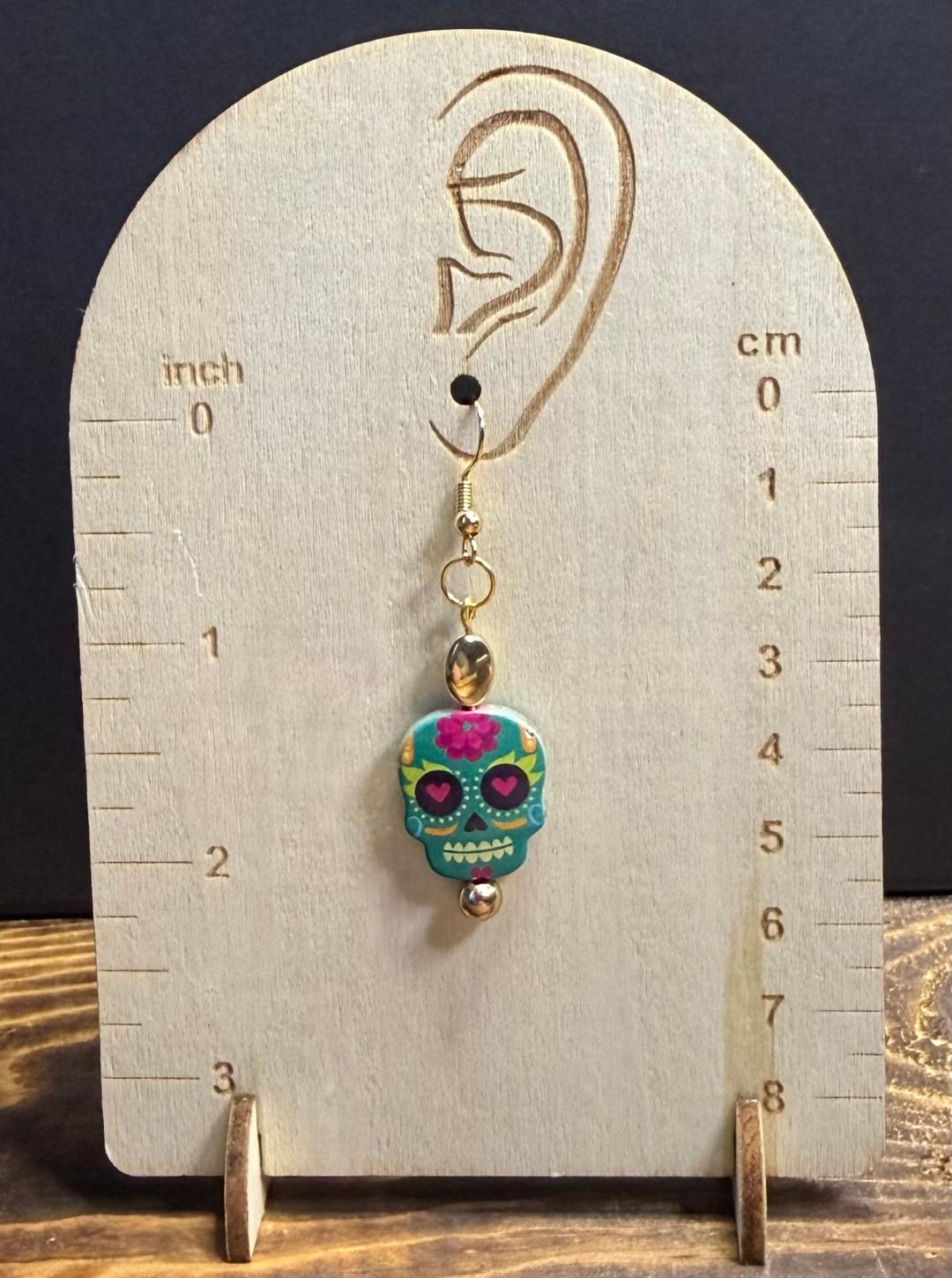 NEW Mexican Theme Enamel Metal Sugar Skull Charm Earrings