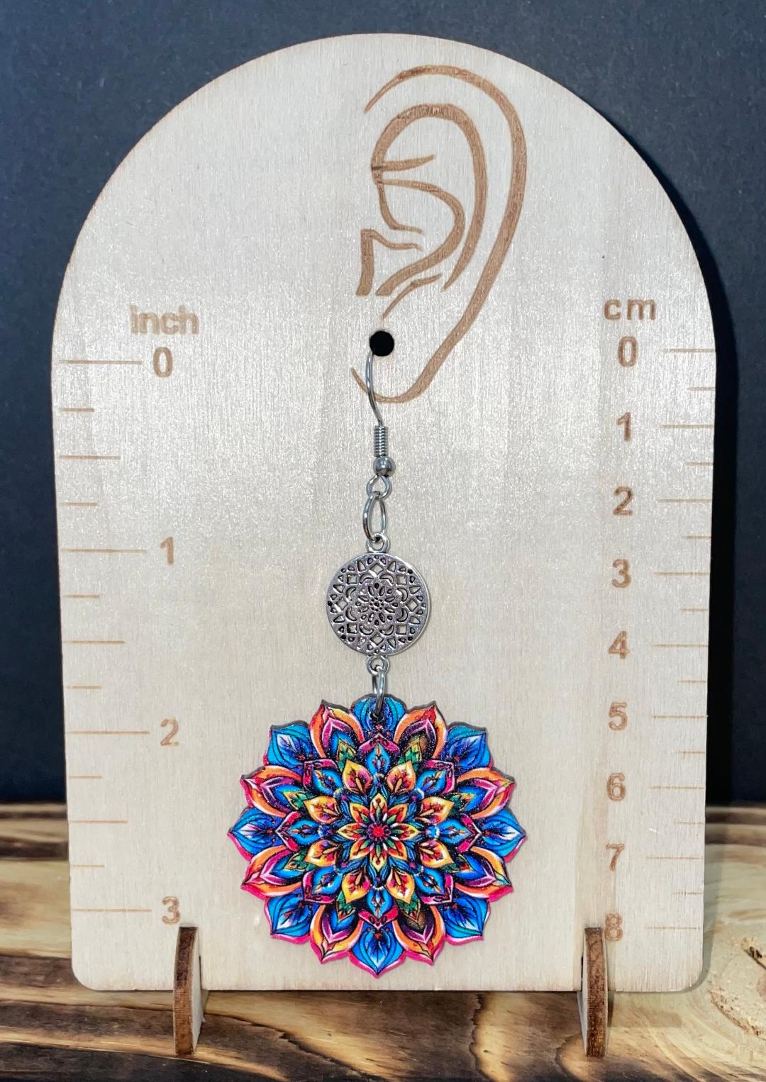 NEW Boho Hippie Double Mandala Acrylic Charm Earrings