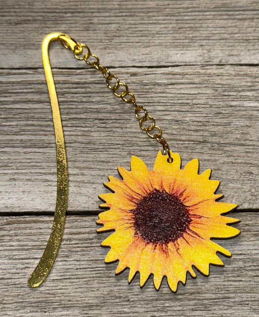 NEW Vivid Wooden Sunflower Gold Color Bookmark