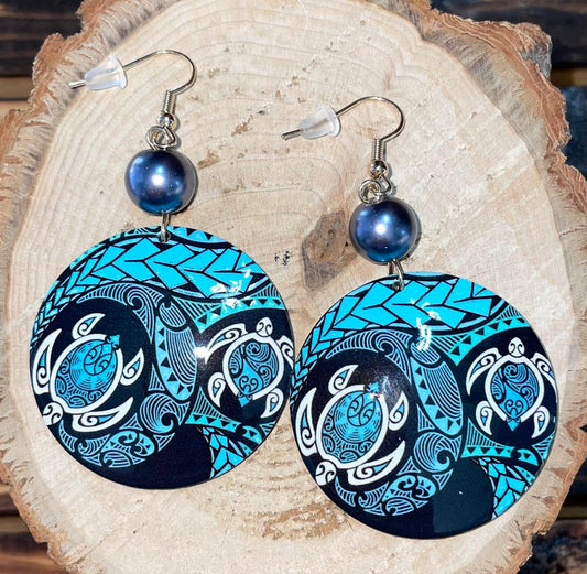 NEW Tropical Boho Teal Turtle Sea Life Vacation / Beach Earrings