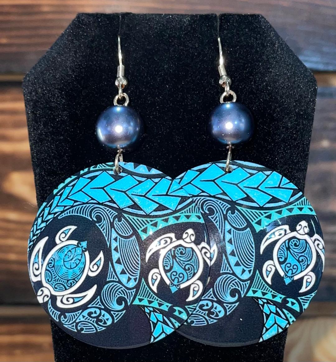 NEW Tropical Boho Teal Turtle Sea Life Vacation / Beach Earrings