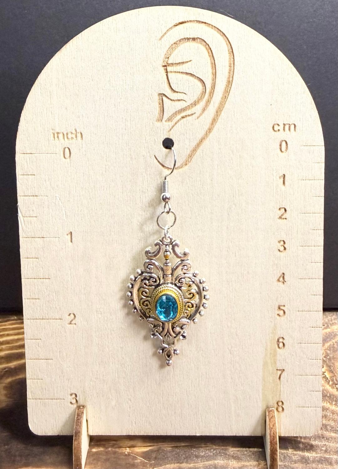 NEW Elegant Teal Rhinestone Center Chandelier Earrings