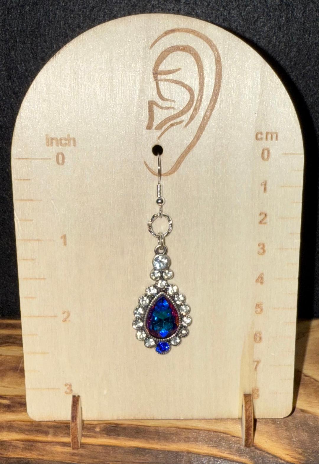 NEW Elegant Blue Purple Rhinestone Teardrop Earrings