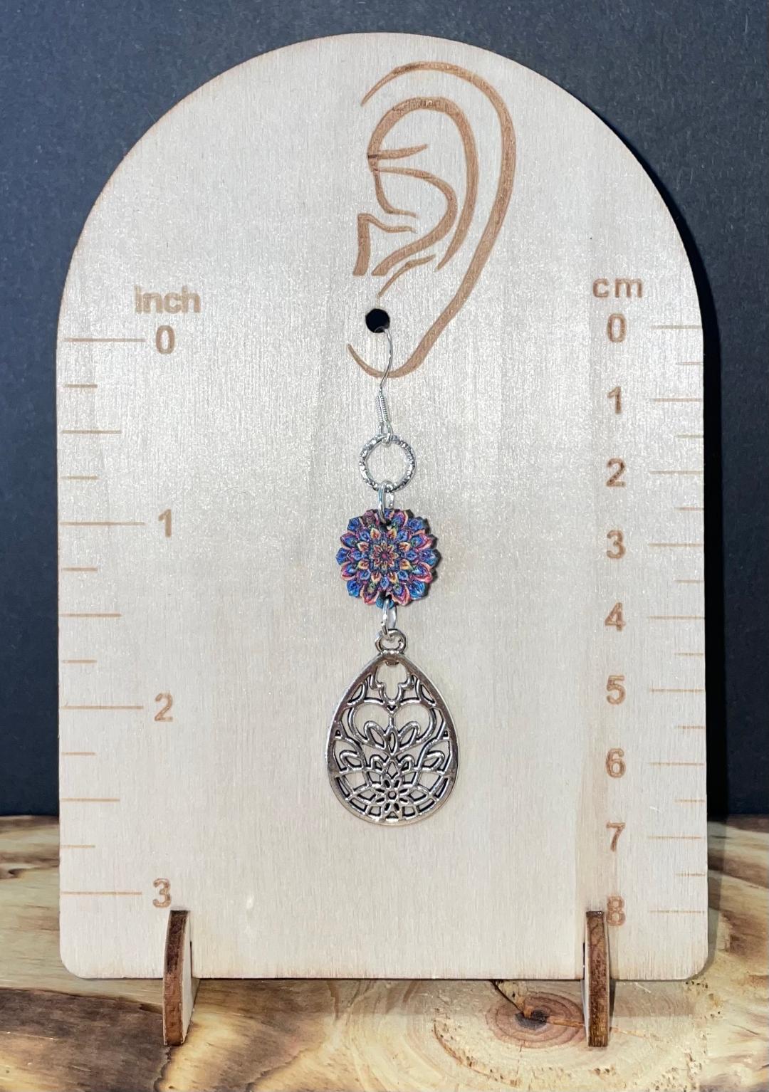 NEW Boho Lotus Charm & Starburst Flower Drop Earrings