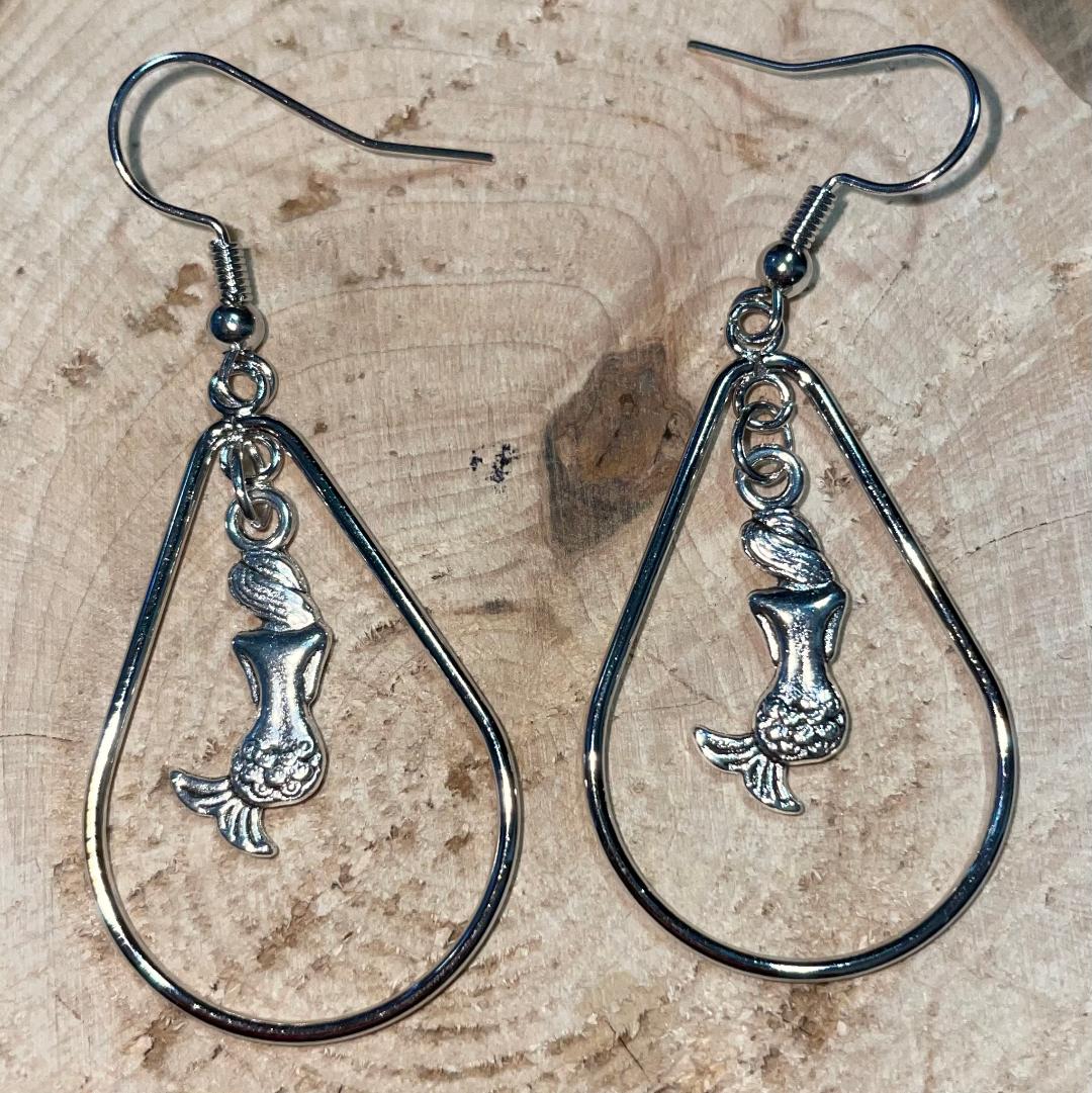 NEW Mermaid in Teardrop Hoop Drop Earrings