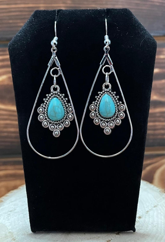 NEW Egyptian Style Filigree Charm & Teardrop Hoop Earrings