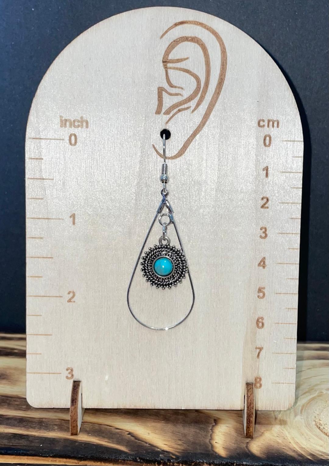 NEW Egyptian Style Round Turquoise Teardrop Hoop Earrings