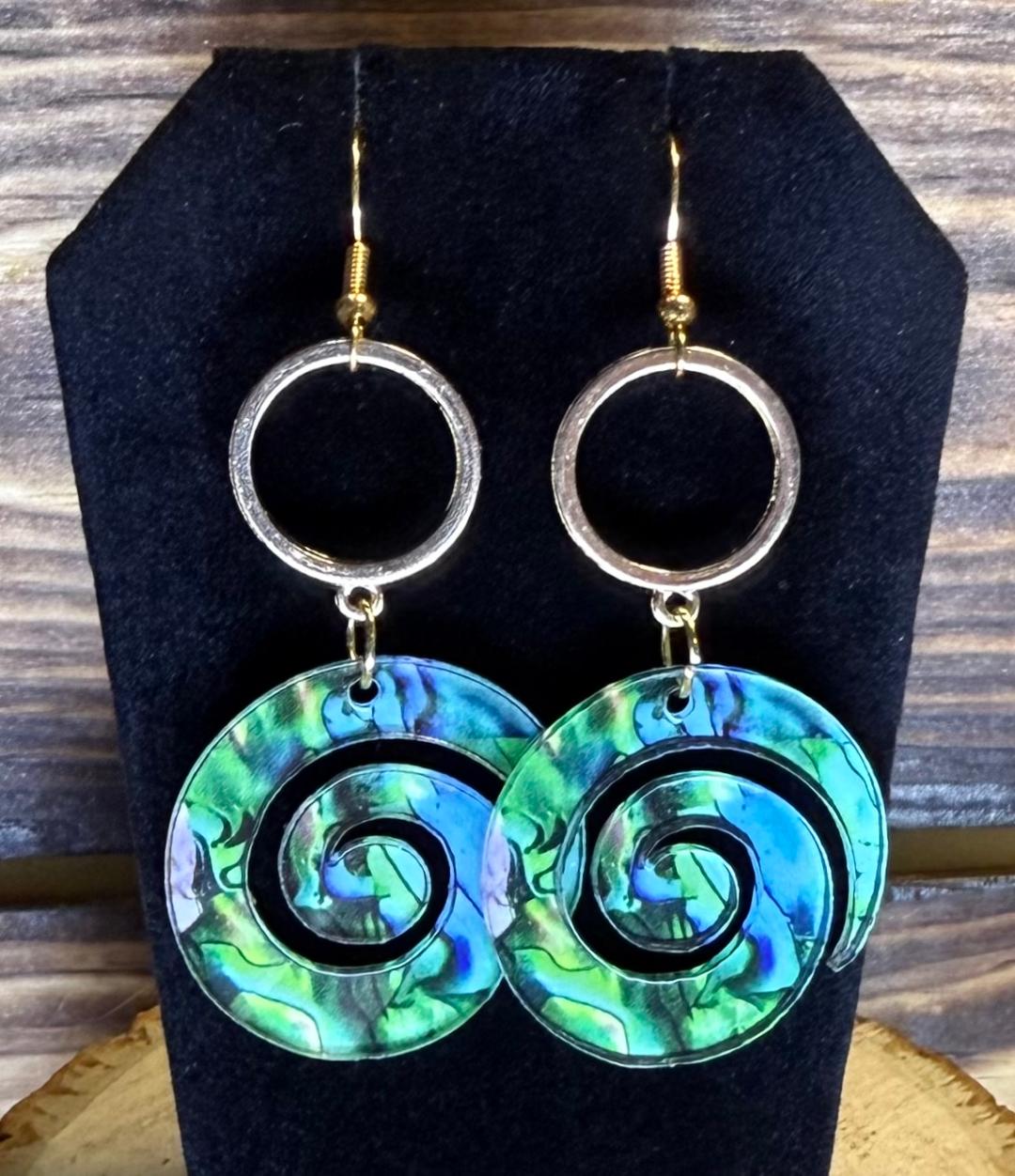 NEW Double Side Acrylic Swirl Tie Dye Blue Earrings