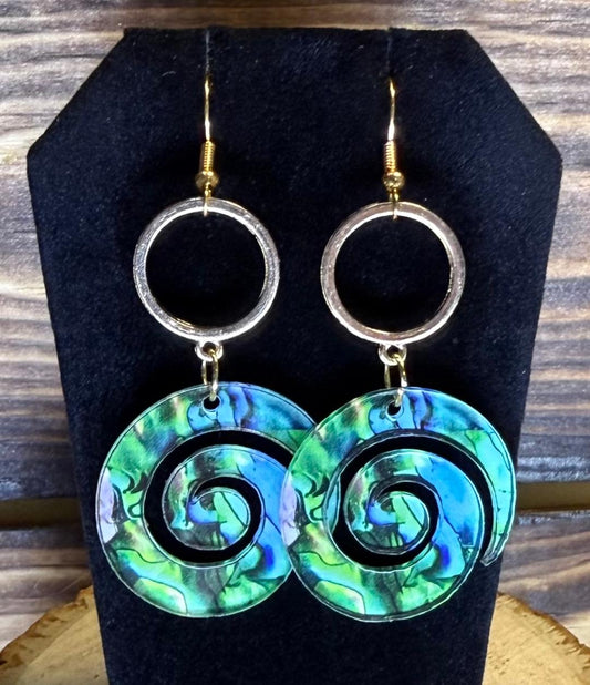 NEW Double Side Acrylic Swirl Tie Dye Blue Earrings