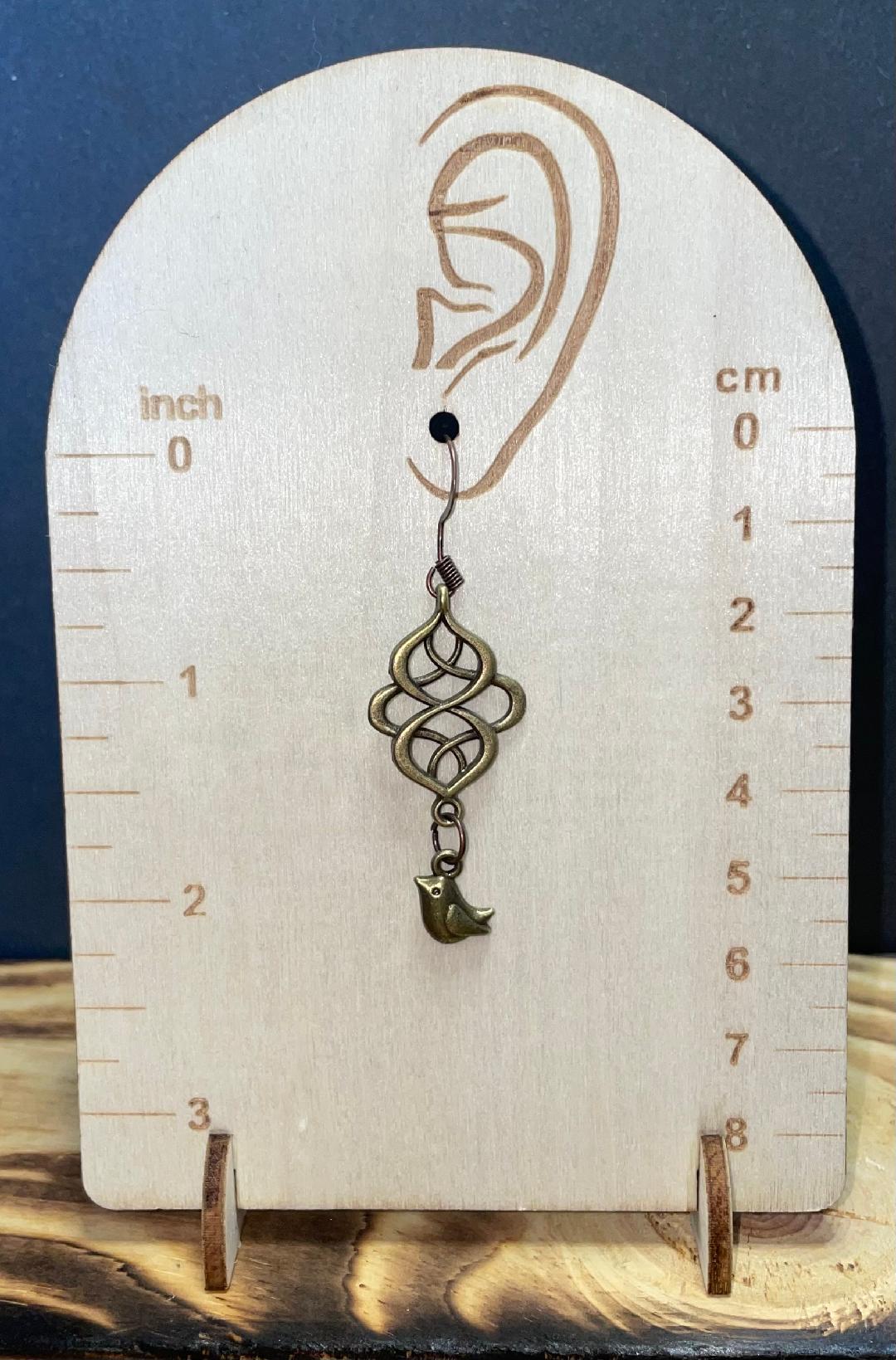 NEW Little Baby Bird Bronze Dangle Earrings