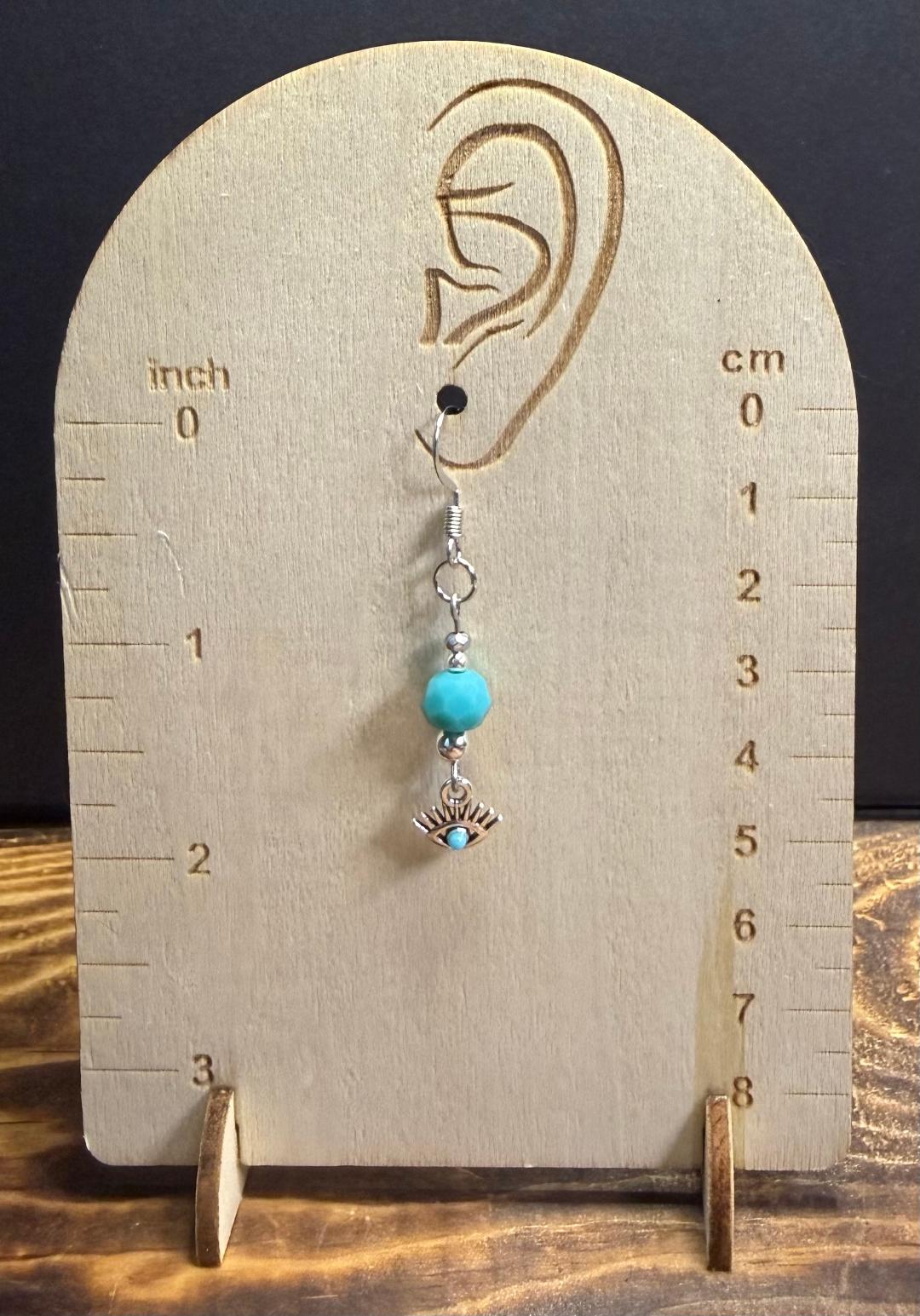 NEW Evil Eye Earrings w/ Turquoise Green Beads