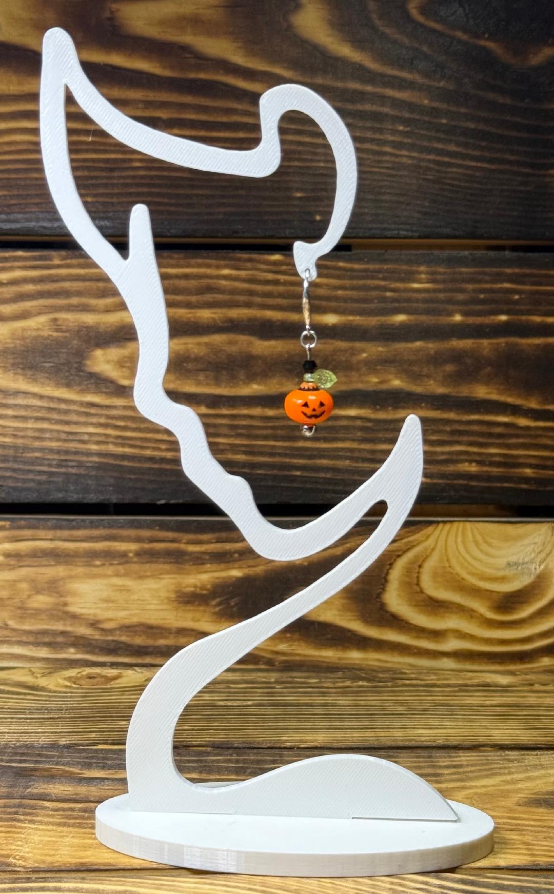 NEW Halloween Little Smling Pumpkin Earrings w/ Green Leaves & Glass Beads