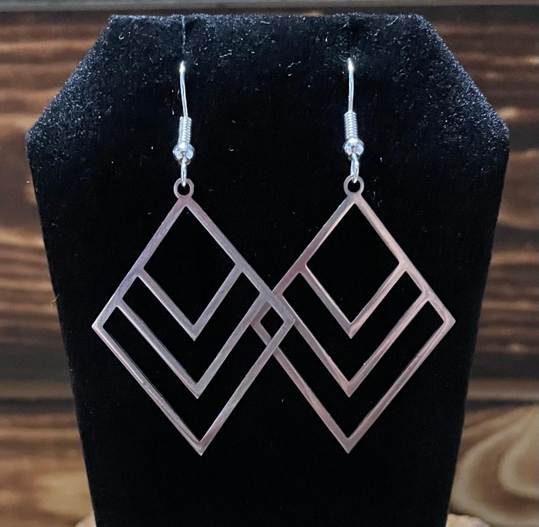 NEW Modern Art Triangle Stainless Steel Earrings