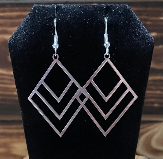 NEW Modern Art Triangle Stainless Steel Earrings