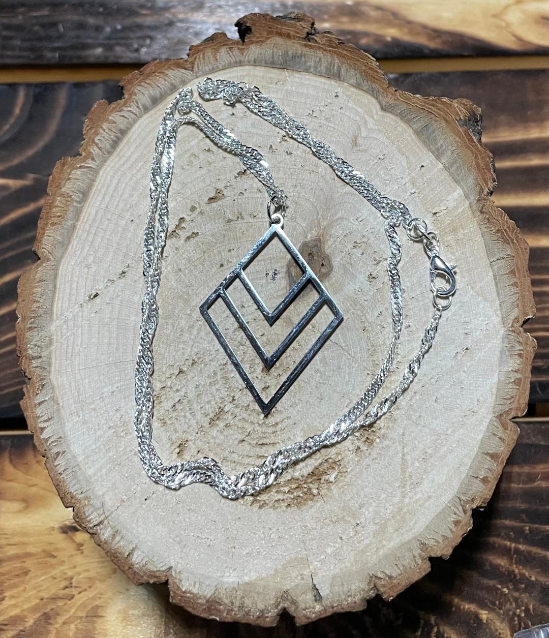 NEW Modern Art Triangle Stainless Steel 18" Necklace & Earrings Set