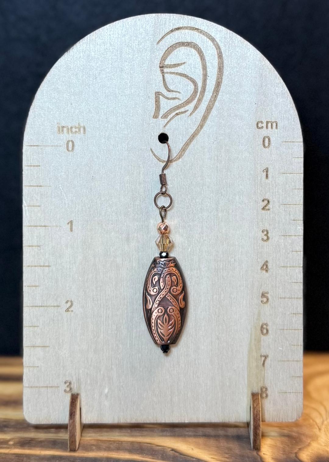 NEW Bronze Tribal Style Long Earrings w/ Glass Faceted Beads