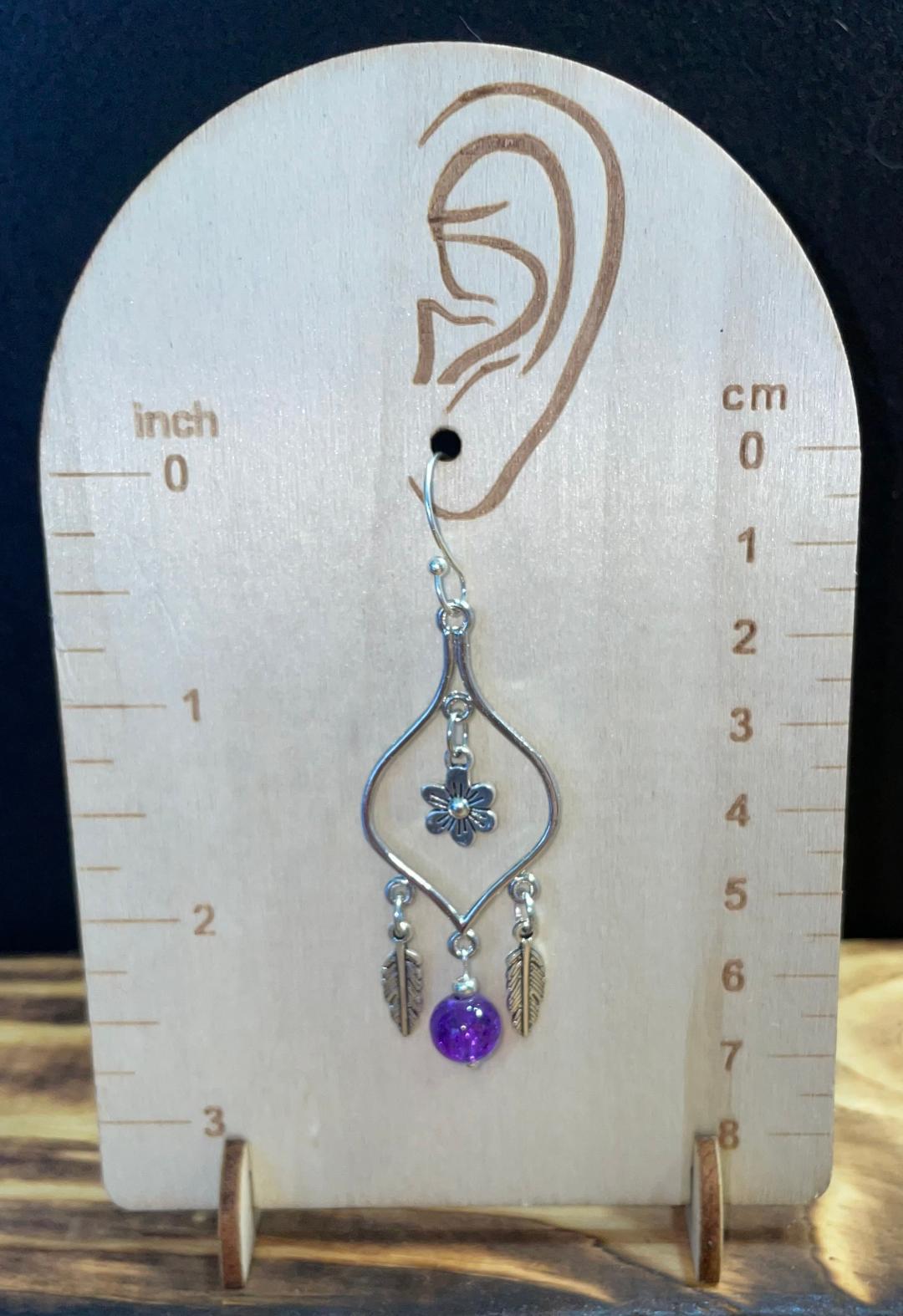 NEW Turkish Chandelier Dangle Earrings w/ Purple Bead