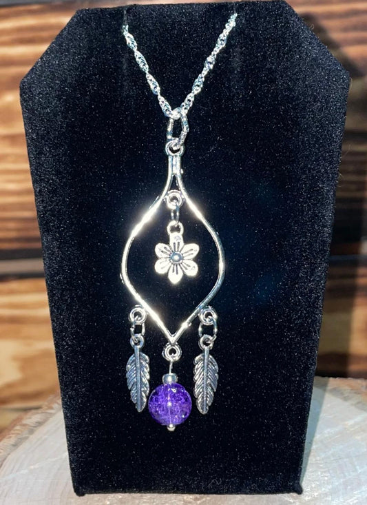 NEW Turkish Chandelier 16" Necklace w/ Purple Bead