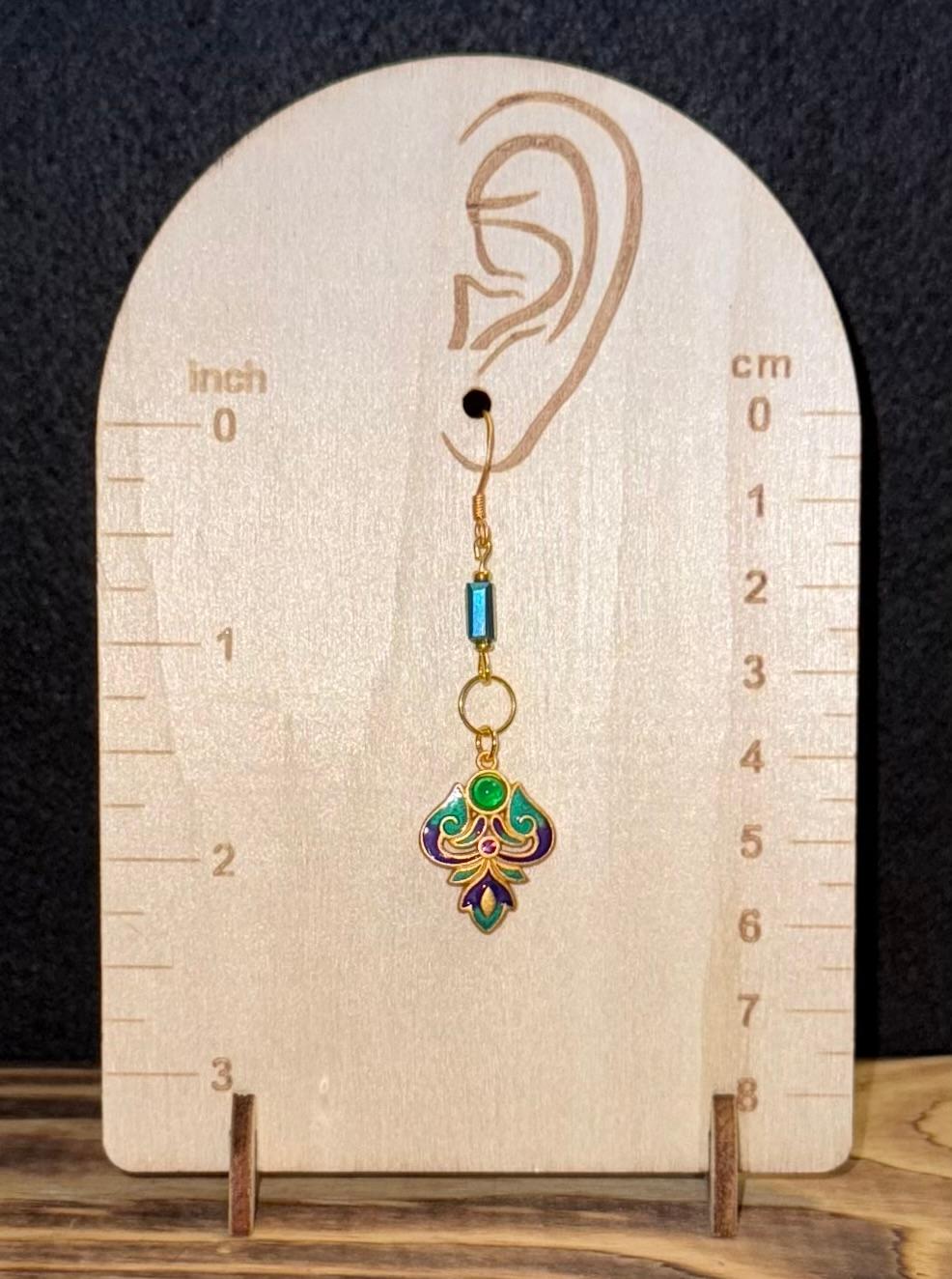 NEW Turkish Inspired 24K Gold Plated Drop Cloisonné Earrings w/ Tube Beads