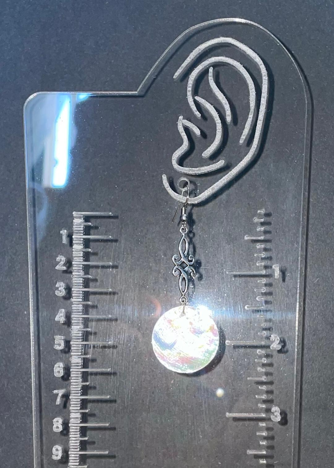 NEW Iridescent Natural White Mother of Pearl Shell & Filigree Drop Earrings