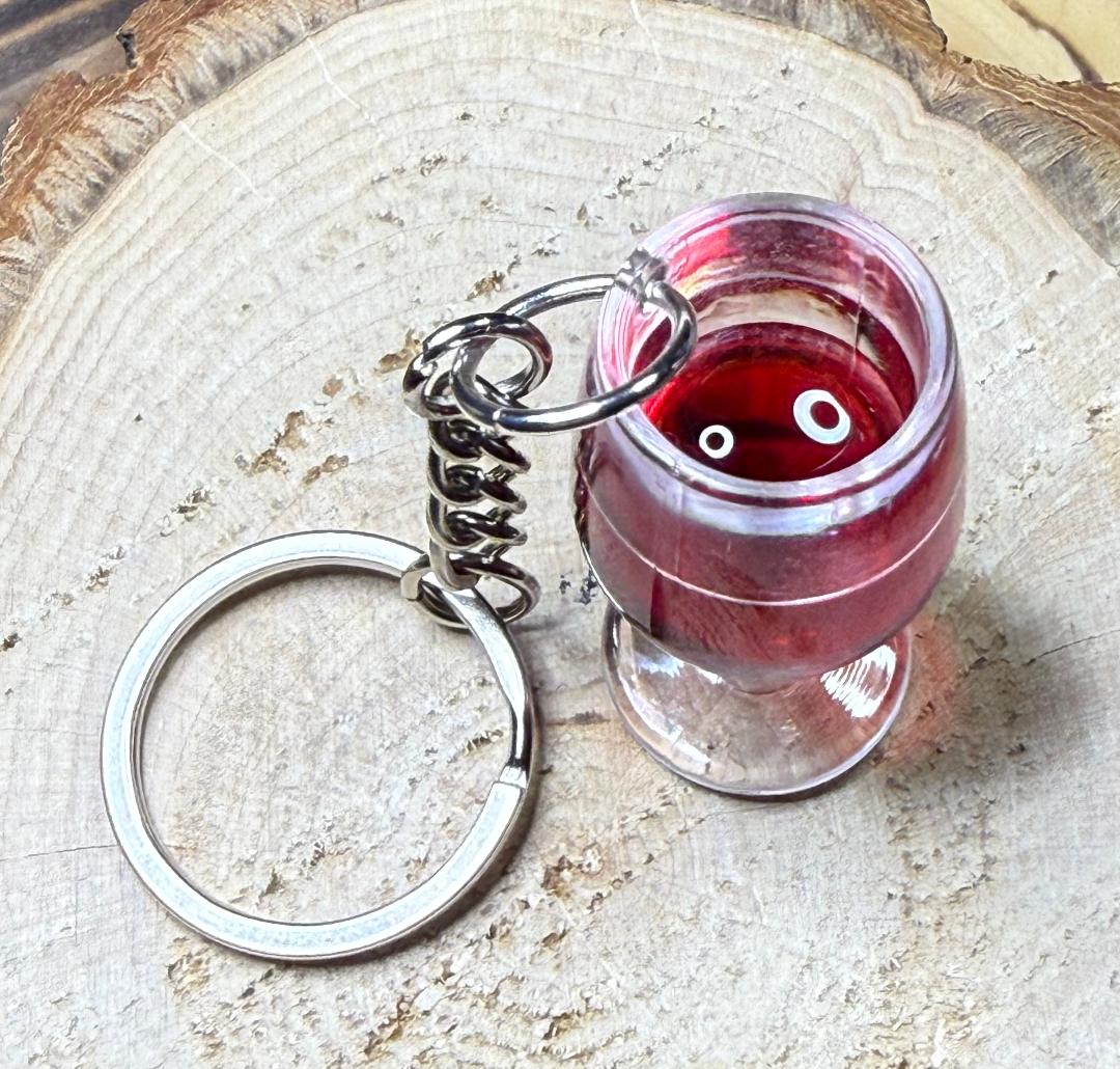 NEW Large Acrylic Wine Glass Charm Keychain / Keyring