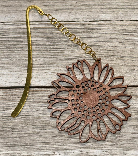 NEW Large Wood Chrysanthemum Flower Charm Bookmark