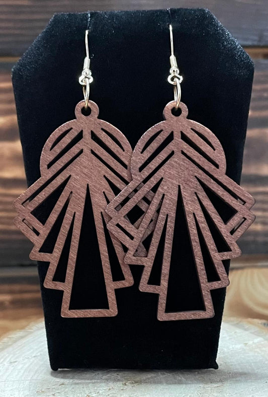 NEW Wooden Geometric Art Deco Earrings