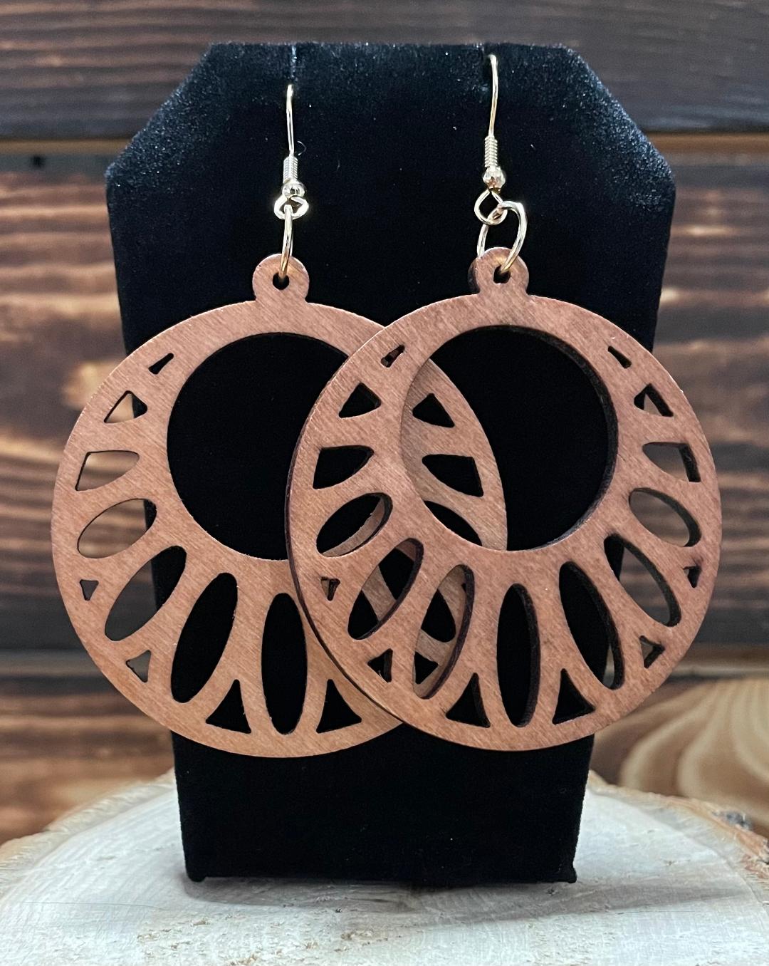 NEW Hollow Wooden Round Large Hoop Earrings