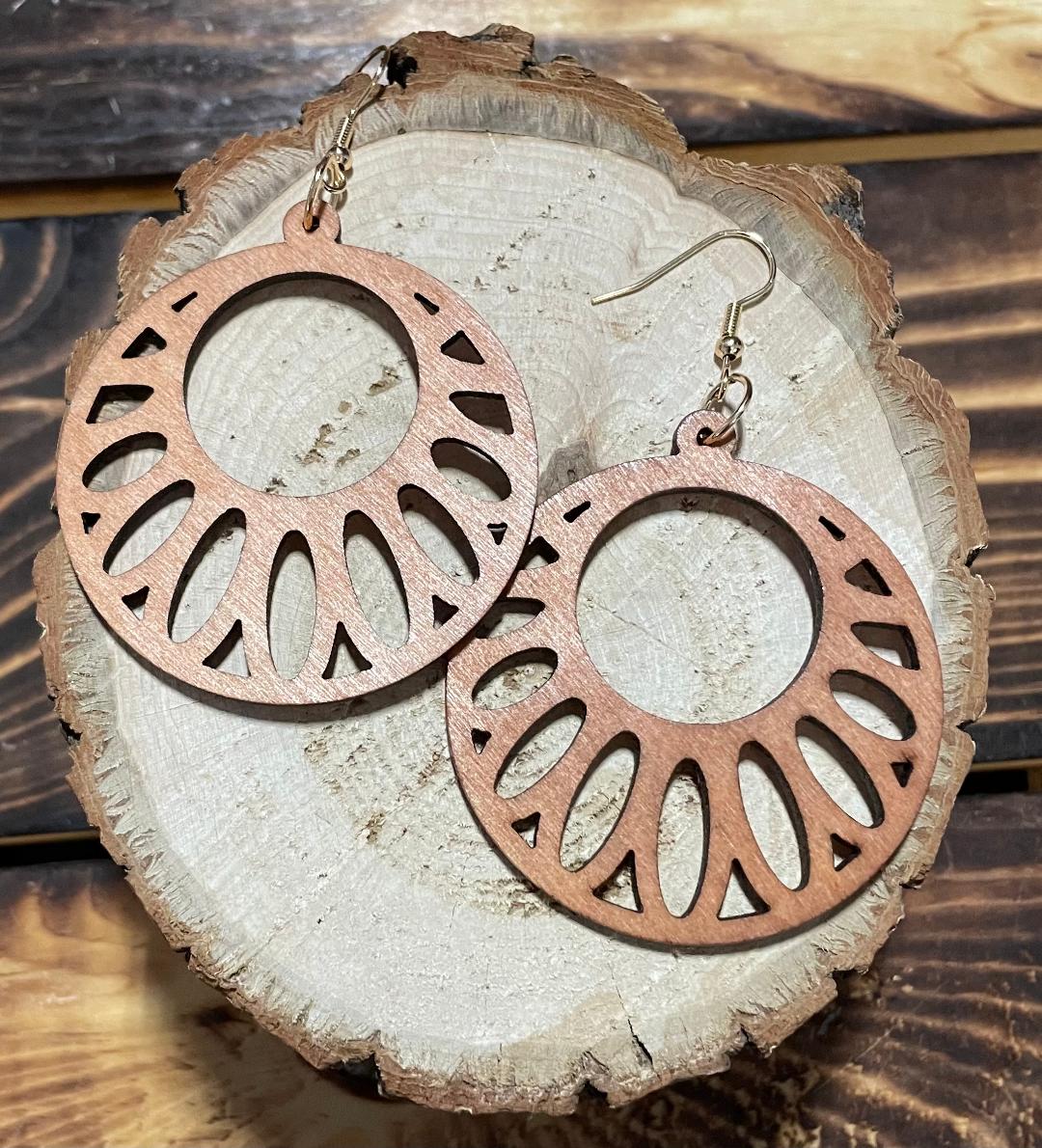NEW Hollow Wooden Round Large Hoop Earrings