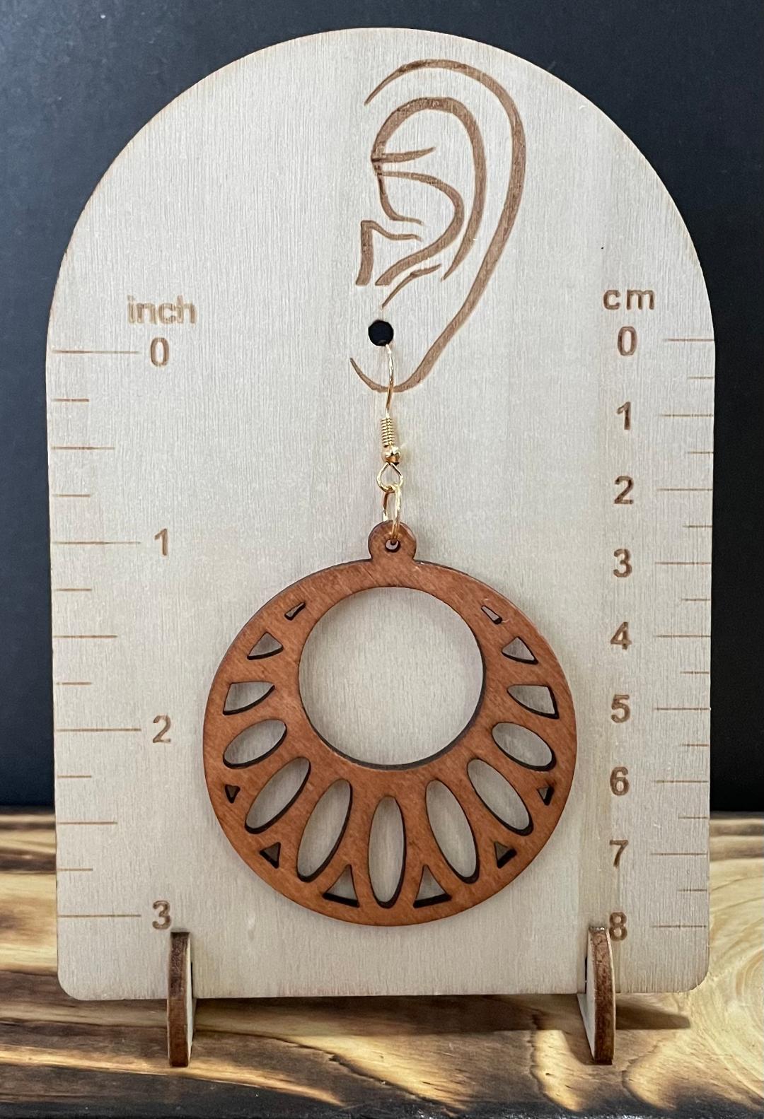 NEW Hollow Wooden Round Large Hoop Earrings