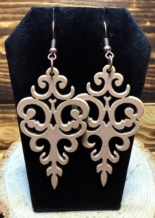 NEW Large & Fancy Lightweight Wood Lotus Charm Earrings