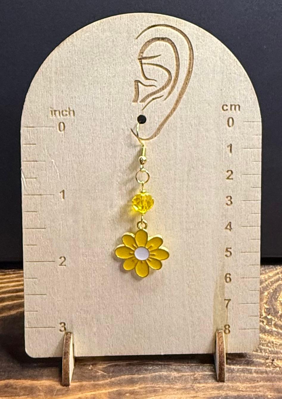 NEW Yellow Enamel Flower Earrings w/ Bright Yellow Glass Beads