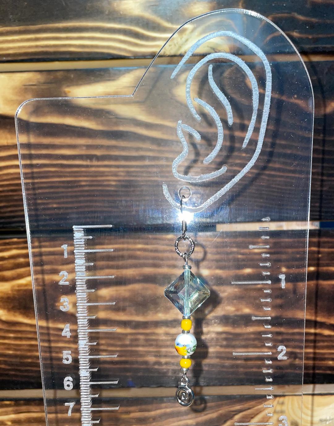 NEW Long Beaded Silvertone Earrings w/ Floral Yellow & Clear Beads - Dangle Drop